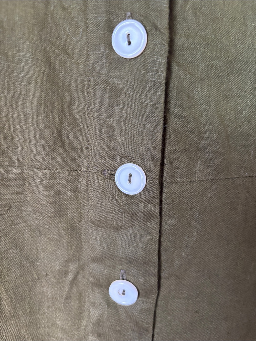 Quince Olive Green Button-Front Midi Dress - Picture 3 of 4